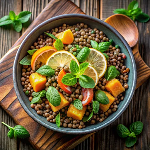 Yeşil Mercimekli Turunçgil Salatası